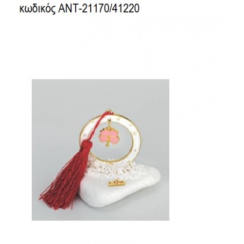 ΤΡΙΦΥΛΛΙ ΡΟΖ ΣΜΑΛΤΟ ΣΕ ΚΥΚΛΟ ΛΕΥΚΟ ΠΑΝΩ ΣΕ ΒΟΤΣΑΛΟ ΑΝΤ-21170/41220