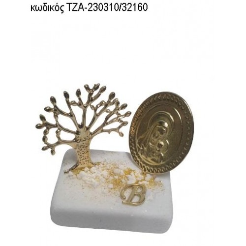 ΠΑΝΑΓΙΤΣΑ ΔΕΝΤΡΟ ΕΥΧΩΝ ΚΑΙ ΜΟΝΟΓΡΑΜΜΑ ΕΠΙΧΡΥΣΑ ΠΑΝΩ ΣΕ ΜΑΡΜΑΡΟ ΤΖΑ-230310/32160