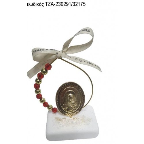 ΠΑΝΑΓΙΤΣΑ ΕΠΙΧΡΥΣΗ ΣΕ ΚΥΚΛΟ ΜΕ ΚΟΚΚΙΝΕΣ ΚΑΙ ΧΡΥΣΕΣ ΧΑΝΤΡΕΣ ΠΑΝΩ ΣΕ ΜΑΡΜΑΡΟ ΤΖΑ-230291/32175