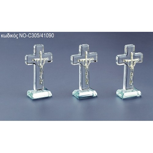 ΣΤΑΥΡΟΣ ΓΥΑΛΙΝΟΣ ΜΕ ΑΣΗΜΙ ΣΤΑΥΡΟ ΝΟ-C305/41090