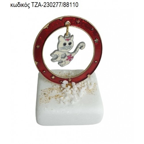 ΓΑΤΑ ΣΕ ΚΥΚΛΟ ΑΠΟ ΚΟΚΚΙΝΟ ΣΜΑΛΤΟ ΠΑΝΩ ΣΕ ΜΑΡΜΑΡΟ ΤΖΑ-230277/88110